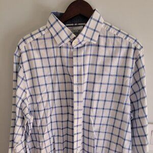 Men's Charles Tyrwhitt Dress Shirt, Size 17/36 Slim Fit, White with Blue